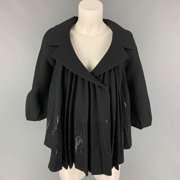 GIAMBATTISTA VALLI Size XS Black Virgin Wool Pleated Jacket - Picture 1 of 5